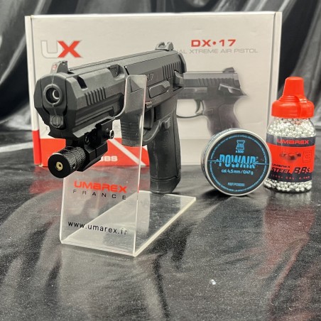 pack laser prêt à tirer PISTOLET UMAREX "DX17" - CAL 4.5MM OU BB/4.5MM