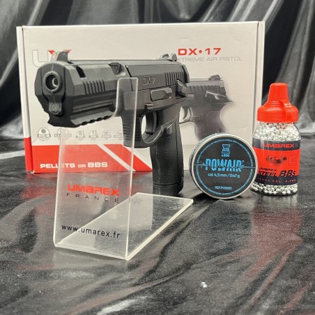 pack prêt à tirer PISTOLET UMAREX "DX17" - CAL 4.5MM OU BB/4.5MM