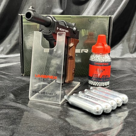 Pack prêt à tirer PISTOLET EUROP-ARM "BORNER C41" - CULASSE FIXE - CO2 - CAL. 4.5MM BB'S