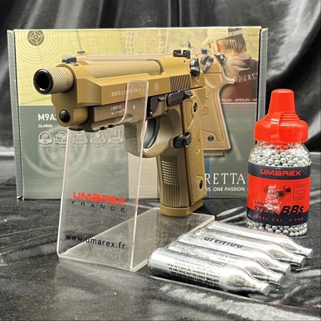 "Pack prêt à tirer" PISTOLET BERETTA "M9A3" CO2 - CAL BB's 4.5 FDE FM