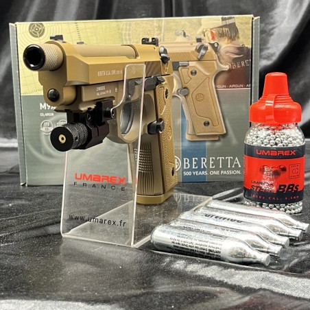"Pack prêt à tirer" PISTOLET BERETTA "M9A3" CO2 - CAL BB's 4.5 FDE FM