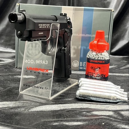 PACK PISTOLET "BERETTA M9A3 FM NOIR" - CO2 - CAL BB/4.5MM