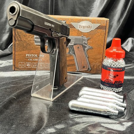 "Pack prêt a tirer" PISTOLET "LEGENDS 1911" - CO2 - CAL BB/4.5MM - FINITION ANTIQUE
