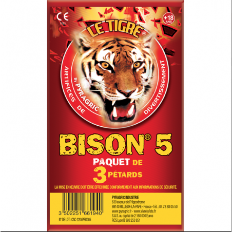 1 PAQUET DE 3 PETARD LE TIGRE BISON N°5