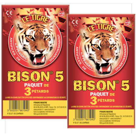 Lot de 2 PAQUET DE 3 PETARD LE TIGRE BISON N°5