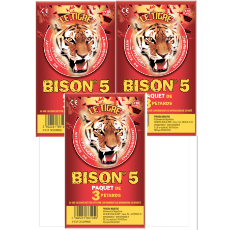 Lot de 3 PAQUET DE 3 PETARD LE TIGRE BISON N°5