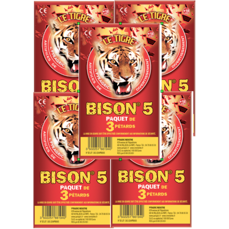 Lot de 5 PAQUET DE 3 PETARD LE TIGRE BISON N°5