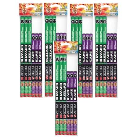 Lot de 5 sachet de 6 ARTIFICE MIX CHANDELLES 5 ET 10 BOULES