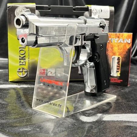 Le Magnum Firat Chromé en polymère lourd est un pistolet d’alarme et de défense de calibre 9 mm PAK.