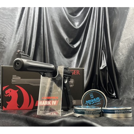 Pack prêt à tirer - Pistolet à plombs Ruger Mark IV 4,5mm + 3 boîte de plombs- Pas cher + livraison gratuite