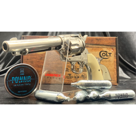 PROMO "REVOLVER COLT45 SA ARMY" - 5.5'' - CO2 - CAL 4.5 MM - NICKEL PLATED