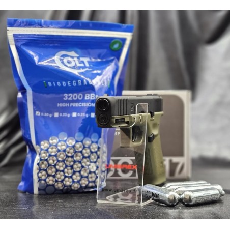 PISTOLET GLOCK17 GEN5 BLACK BATTLEFIELD GREEN - BBS 6MM - CO2