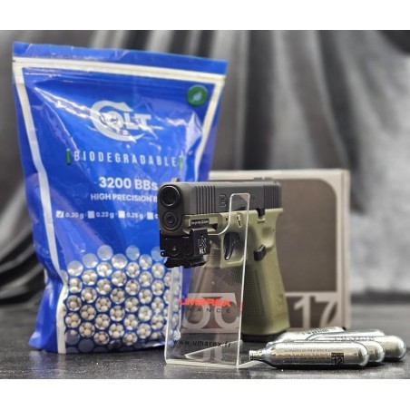 PISTOLET GLOCK17 GEN5 BLACK BATTLEFIELD GREEN - BBS 6MM - CO2