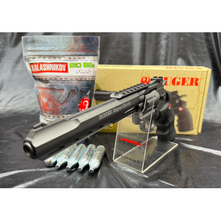 Pack Prêt à tirer PISTOLET-"RUGER SUPERHAWK BLACK 8''-Cal.BBS 6MM-CO2