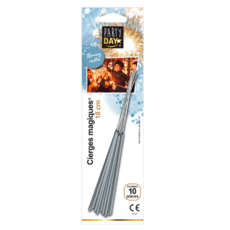 PYRAGRIC - 10 CIERGES MAGIQUES GRIS 18CM