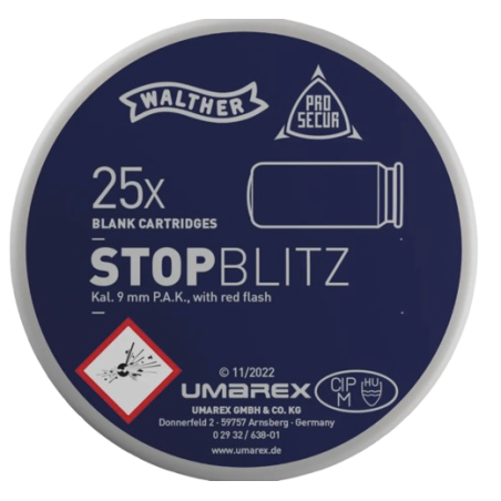 CART 9 MM PAK STOP BLITZ "WALTHER" X25