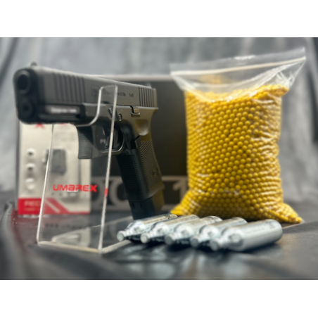 UMAREX - PISTOLET GLOCK 19 GEN5 MOS BBS 6MM CO2 BLACK - 4 INTERFACES
