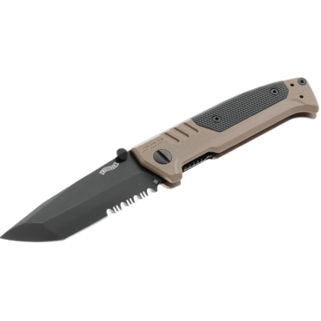 Umarex - COUTEAU PLIANT "WALTHER" PDP TANTO FOLDER FDE - PARTIELLEMENT CRANTEE