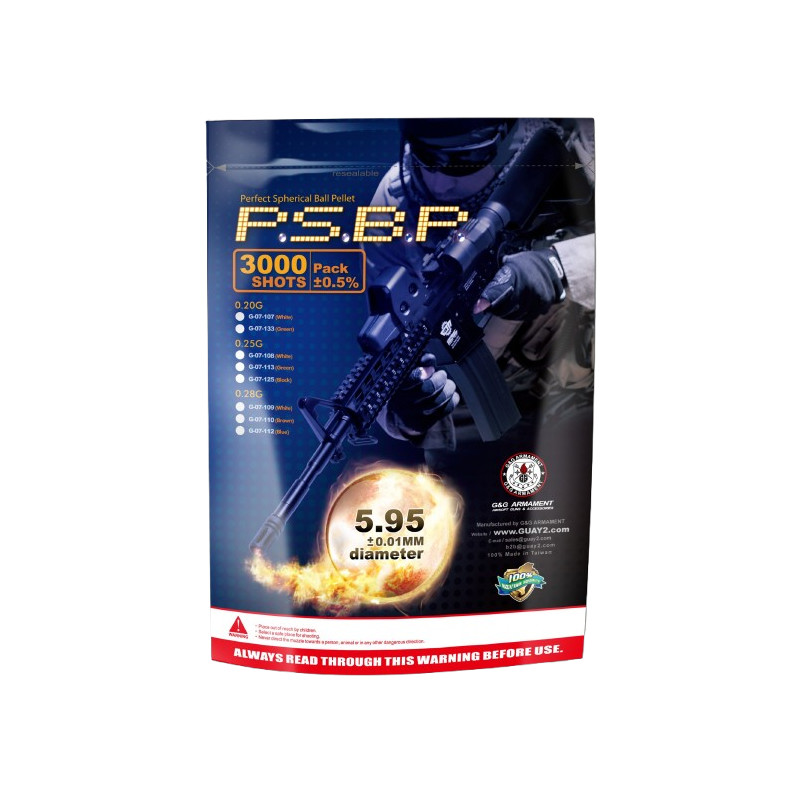 G&G Armament - BILLES 0.25G PERFECT EN SACHET DE 3000 G&G Armament - BILLES 0.25G PERFECT EN SACHET DE 3000