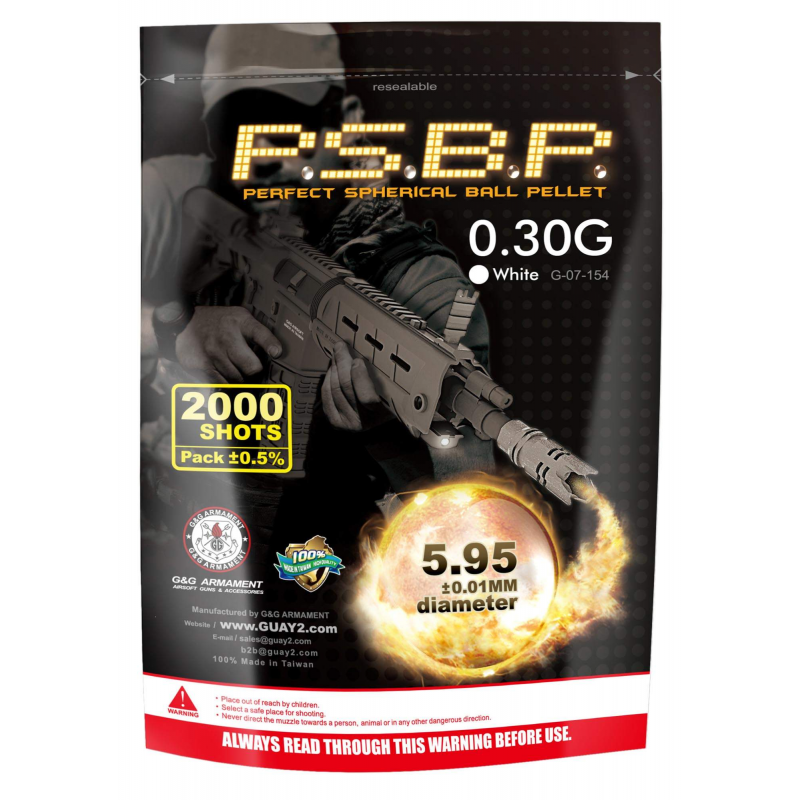 G&G Armament - BILLES 0.30G PERFECT GRISES EN SACHET DE 2000 G&G Armament - BILLES 0.30G PERFECT GRISES EN SACHET DE 2000