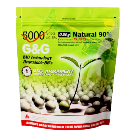 G&G Armament - BILLES BIO 0.20G BLANCHES EN SACHET DE 1KG
