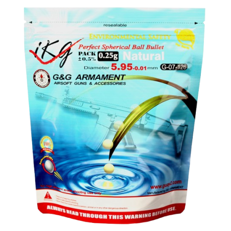G&G ARMAMENT -BILLES BIO 0.25G BLANCHES EN SACHET DE 1KG