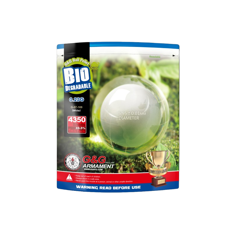 G&G ARMAMENT - BILLES BIO 0.23G BLANCHES EN SACHET 1KG G&G ARMAMENT - BILLES BIO 0.23G BLANCHES EN SACHET 1KG