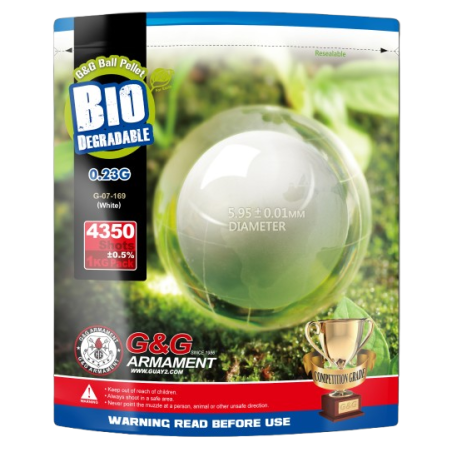 G&G ARMAMENT - BILLES BIO 0.23G BLANCHES EN SACHET 1KG