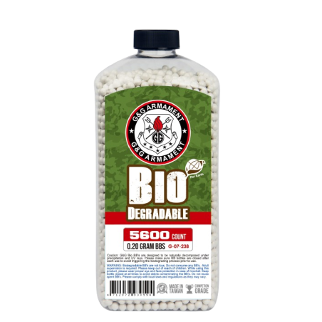 G&G ARMAMENT- BILLES BIO 0.20G BLANCHES EN BOUTEILLE DE 5600