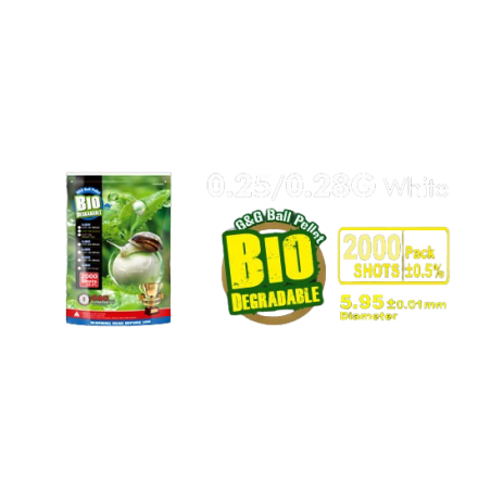 G&G ARMAMENT - BILLES BIO 0.28G BLANCHES EN SACHET DE 2000
