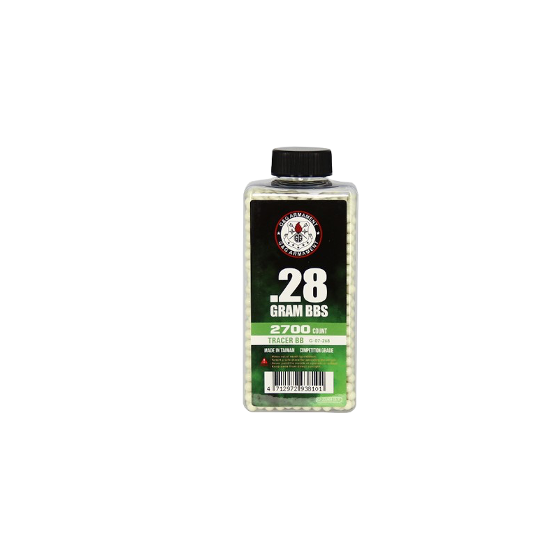 G&G ARMAMENT - BILLES 0.28G TRACANTES VERTES EN BOUTEILLE DE 2700 G&G ARMAMENT - BILLES 0.28G TRACANTES VERTES EN BOUTEILLE DE 2700