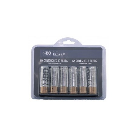 PACK DE 6 CARTOUCHES FUSIL À POMPE AIRSOFT BO/FABARM CLEAR