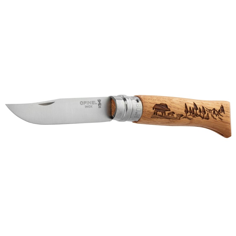COUTEAU OPINEL 8 INOX SANGLIER CHÊNE