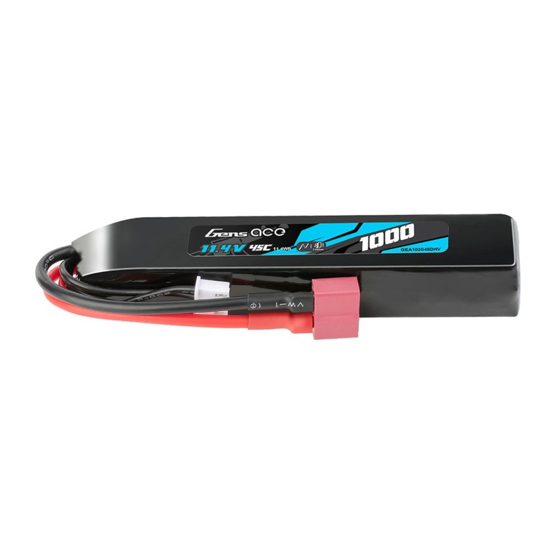 BATTERIE LIPO GENS ACE 1000MAH – 45C – 11.4V HV – CONNECTEUR DEANS T