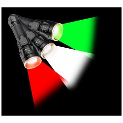 Lampe Tactique rechargeable NUM'AXES 3 Led Blanche-Rouge-Verte