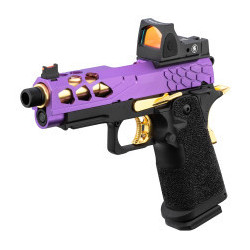 Pistolet Lancer Tactical Stryk Hi-Capa 4.3 Violet/Or + RMR - Airsoft