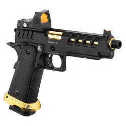 Pistolet Lancer Tactical HERACLES Hi-Capa 5.1 Noir/Gold RMR - Airsoft