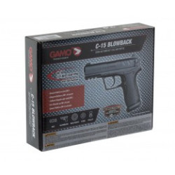Pistolet CO2 GAMO C15 blowback Cal. 4,5 mm plombs et billes acier