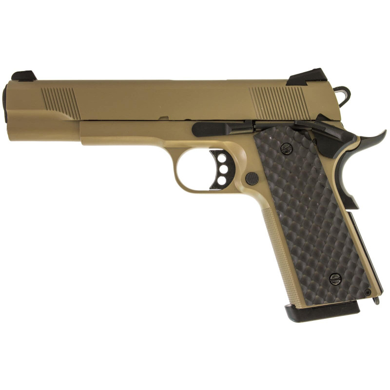 Réplique airsoft GBB 1911 MEU Raven full metal gaz tan 1,0 J
