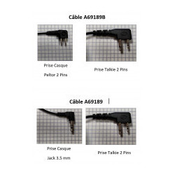 Câble de liaison Talkie G9 - Casque Peltor avec micro intégré