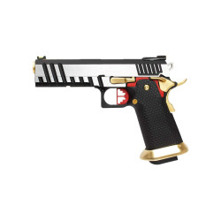 Réplique airsoftt GBB HX2031 SEMI / FULL AUTO Noir & Chrome gaz 1.0J