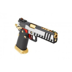 Réplique airsoftt GBB HX2031 SEMI / FULL AUTO Noir & Chrome gaz 1.0J