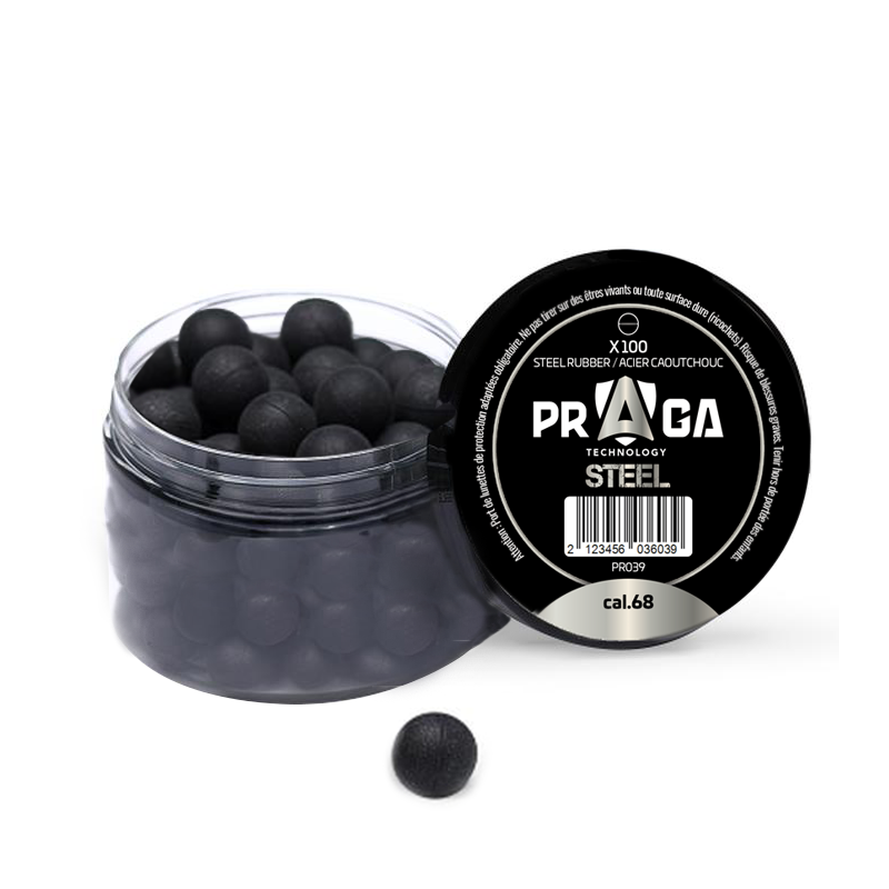 BILLES EN CAOUTCHOUC ACIER CAL.68 X100