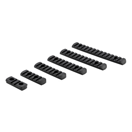 Set de 6 rails picatinny en polymère compatible M-LOK - NOIR