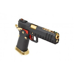 Réplique airsoft GBB HX2032 SEMI / FULL AUTO Noir & Or gaz 1.0J