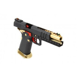 Réplique airsoft GBB HX2032 SEMI / FULL AUTO Noir & Or gaz 1.0J