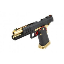 Réplique airsoft GBB HX2032 SEMI / FULL AUTO Noir & Or gaz 1.0J