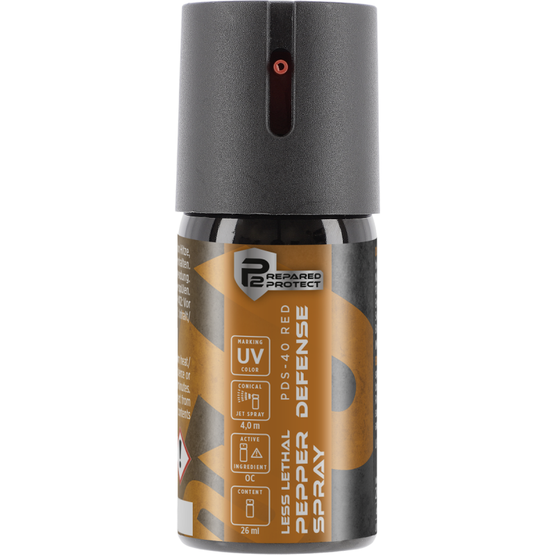 Umarex - BOMBE P2P PDS-40 RED GAZ OC POIVRE MARQUEUR UV 26 ML JET CONIQUE