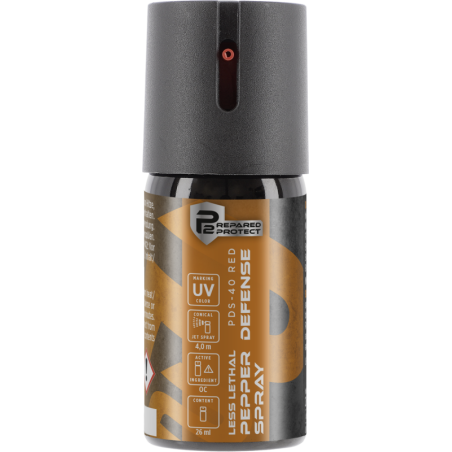 Umarex - BOMBE P2P PDS-40 RED GAZ OC POIVRE MARQUEUR UV 26 ML JET CONIQUE