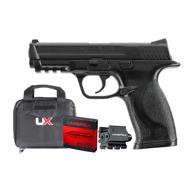 Umarex - PACK SMITH&WESSON M&P40 BLACK CO2 CAL BB/4.5 + LASER, FOURREAU ET CO2